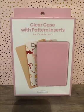 Clear Kindle Case with Pink Pattern Inserts
